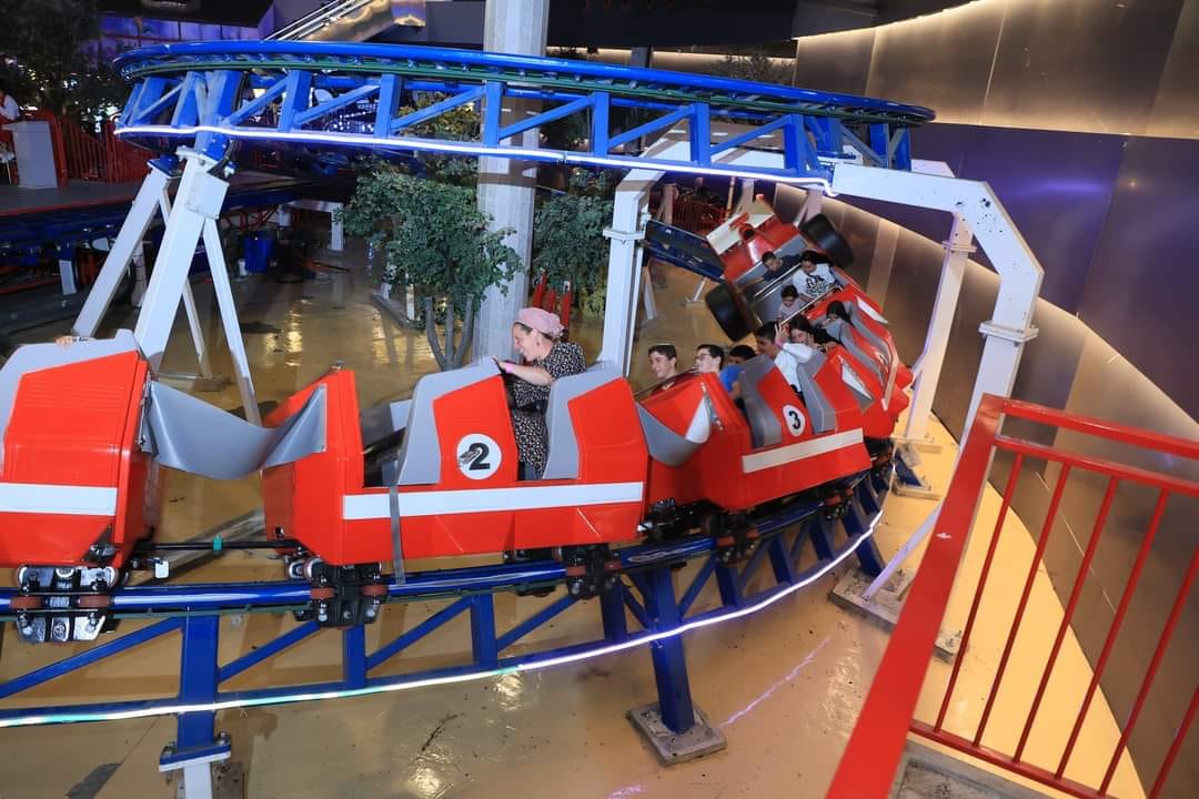 ילדי מפונים על רכבת הרים